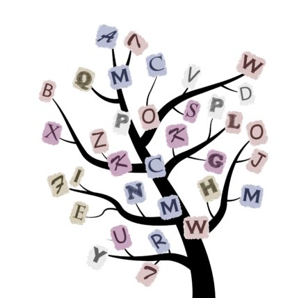 vector abstract tree with letters